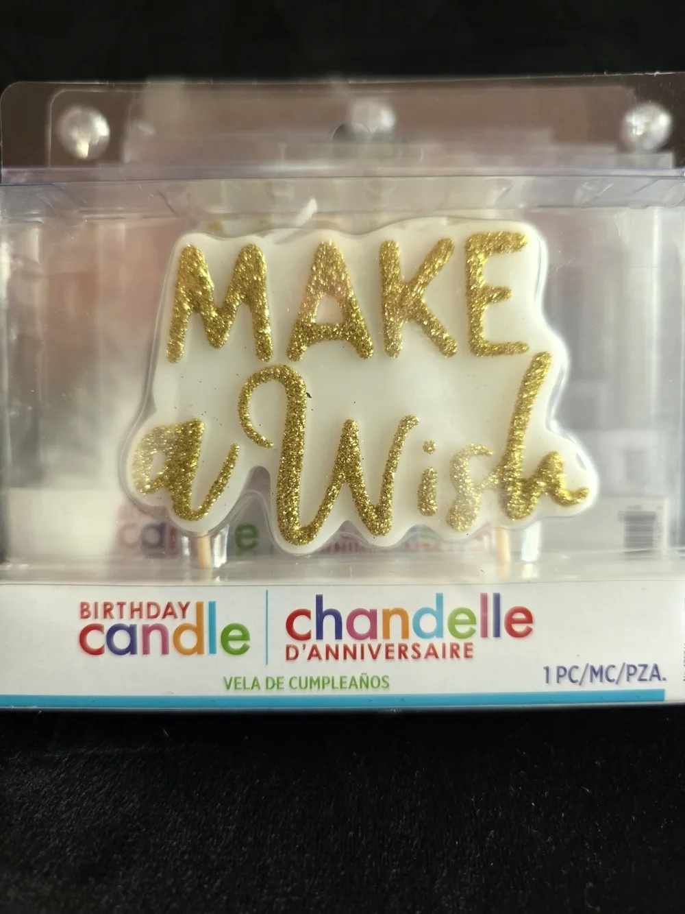 Andie Make a Wish Cake Candle - White & Gold Glitter